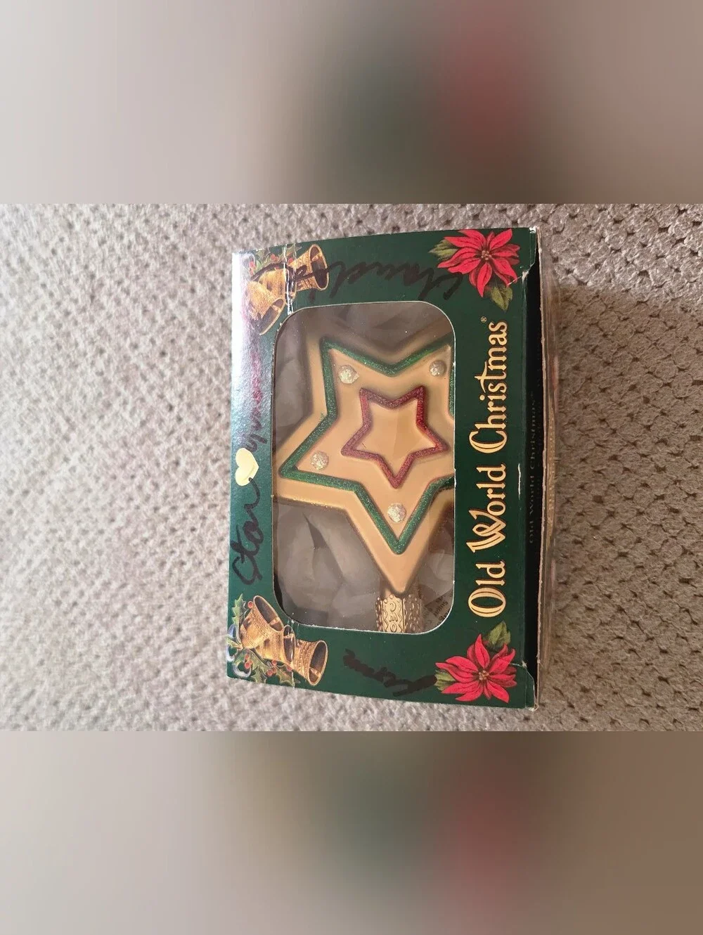 Old World Christmas Sugar Cookie Sweet Star glass ornament features a hand-paint